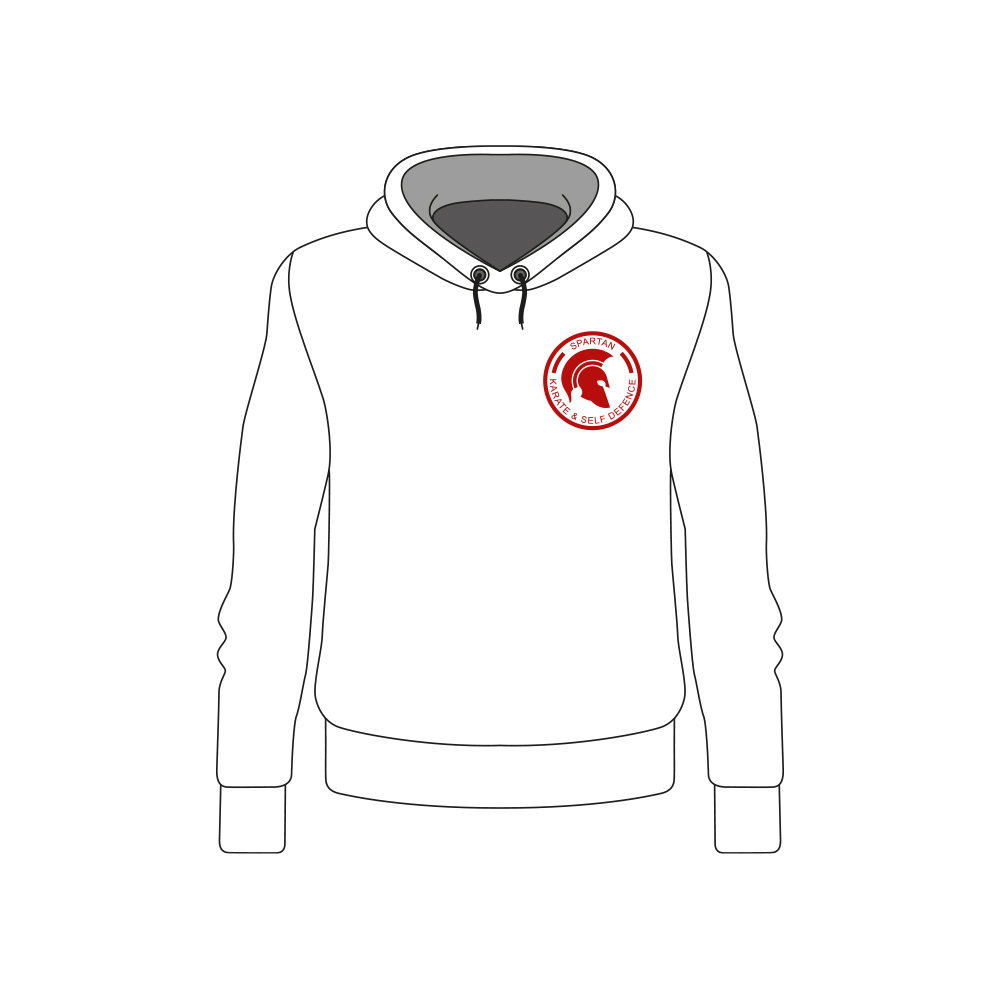 White Hoodie — Red Logo